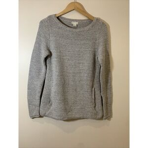 Akini Sweater Womens Medium Tan Gray‎ Pullover Pockets Chunky Knit